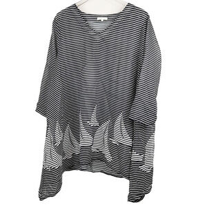 Indigo Soul Black & White Pinstripe Nautical Boat Cover Up Size 2XL